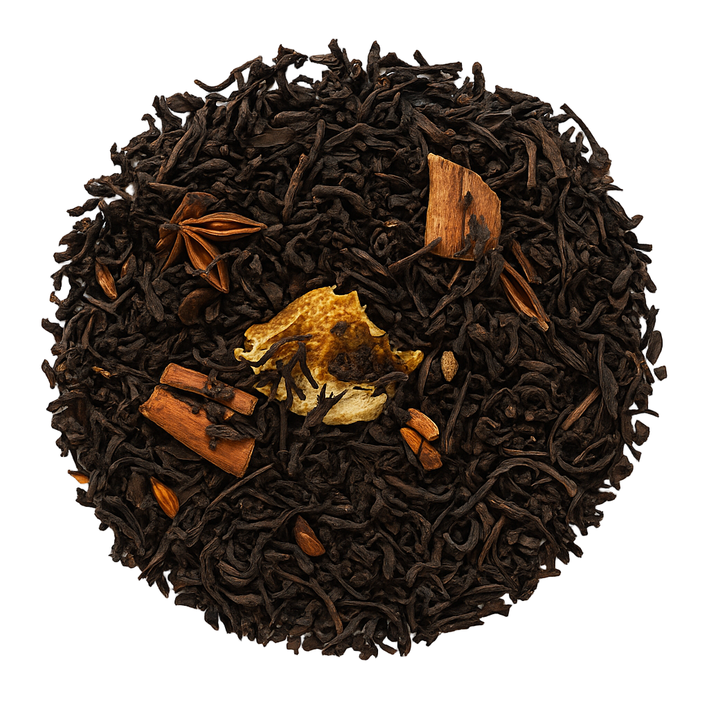 Stella Polare: tè nero con cannella, arancia e cioccolato. Un infuso caldo, speziato e goloso. Acquista online Stella Polare.