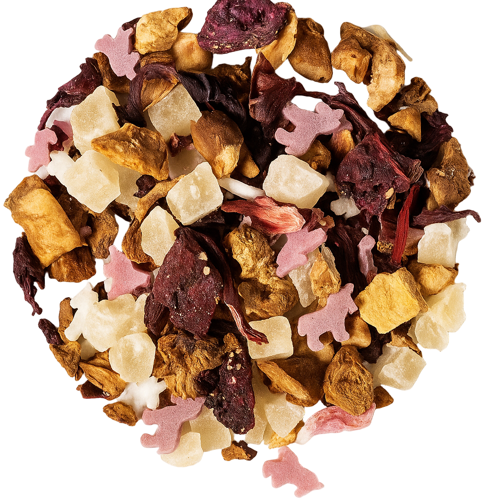 Infuso Unicorno: lampone, melograno e unicorni di zucchero per un mix colorato e fruttato, dolce e sorprendente..