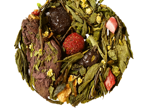 Moulin Rouge: tè verde Sencha con fragola, sambuco e frutta. Aromatico e fruttato. Acquista online Moulin Rouge.