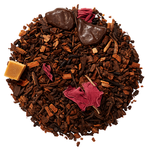 Nonna Papera: infuso honeybush con cioccolato, caramello e petali di rosa. Dolce e avvolgente. Acquista online Nonna Papera.