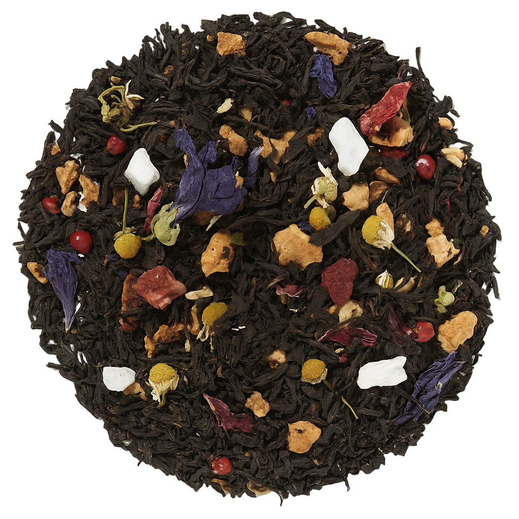 Scopri il tè nero “Pantera Rosa”: fragole, lime e un pizzico di pepe rosa. Acquista online Pantera Rosa per un’esperienza fruttata unica!