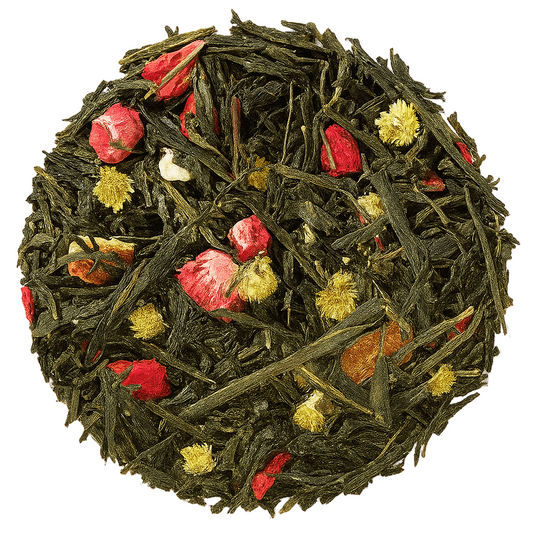 Soffio di Frutta: tè verde con fragola e arancia, fresco e fruttato. Perfetto anche freddo. Acquista online Soffio di Frutta.